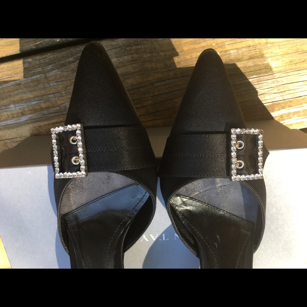 Ann Taylor Black Satin Mules - Picture 7 of 11